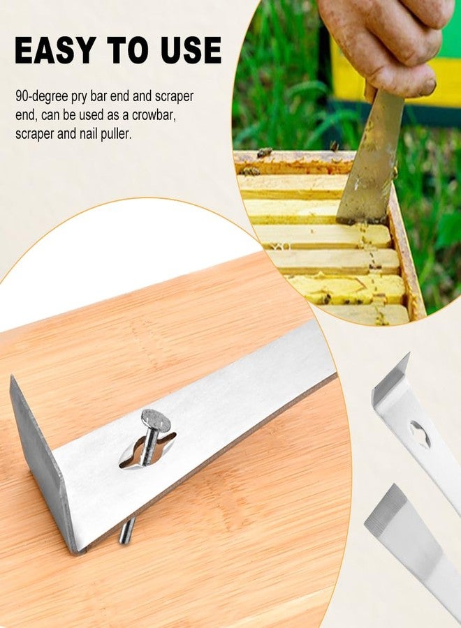 Ranjaner 2Pcs Stainless Steel Pry Bar Scraper Set with Gloves, 6.69" and 10" Flat Pry Bar Trim Puller, Baseboard Removal Tool Nail Puller Carpentry Tools Beekeeping Hive Scraper - Image 4