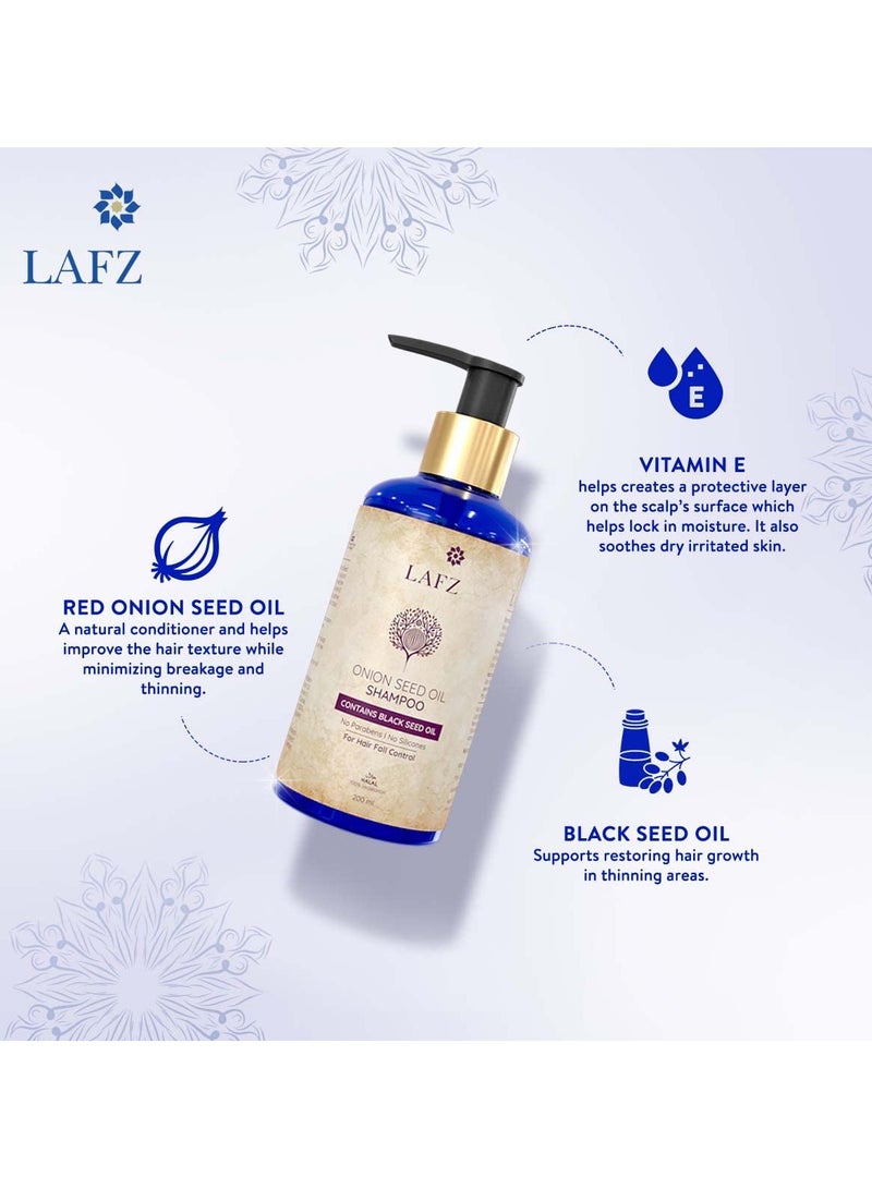 LAFZ Onion Seed Oil Shampoo for Hair Fall Control With Red Onion Seed Oil, Black Seed Oil and Vitamin E - 200 ml - Image 2