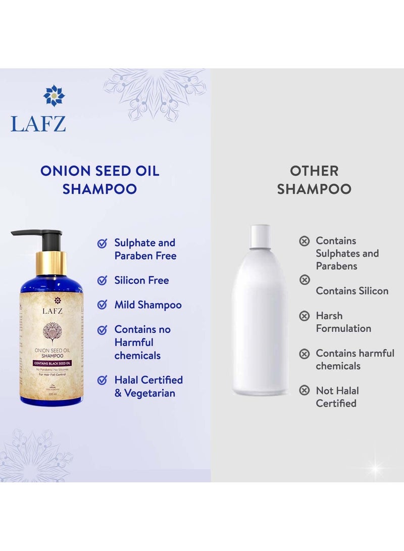 LAFZ Onion Seed Oil Shampoo for Hair Fall Control With Red Onion Seed Oil, Black Seed Oil and Vitamin E - 200 ml - Image 3