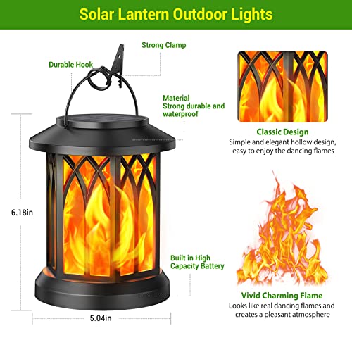KOOPER 6 Pack Solar Lantern Outdoor Lights, Upgraded Flickering Flame Solar Lanterns Outdoor Waterproof, Auto ON/Off Lanterns Decorative Outdoor, Hanging Lantern for Yard Patio LawnTable Garden Decor - Image 3