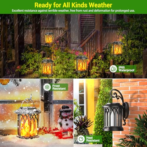 KOOPER 6 Pack Solar Lantern Outdoor Lights, Upgraded Flickering Flame Solar Lanterns Outdoor Waterproof, Auto ON/Off Lanterns Decorative Outdoor, Hanging Lantern for Yard Patio LawnTable Garden Decor - Image 5