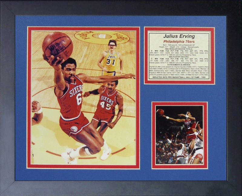 Legends Never Die "Julius Erving 76ers Framed Photo Collage, 11 x 14-Inch,12301U - Image 4