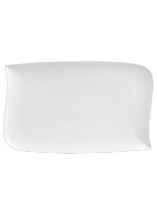 Secret de Gourmet Wave Design Rectangular Shape Dinner Plate White 33 x 20cm - Image 1