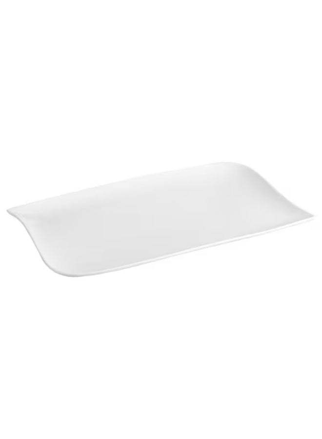 Secret de Gourmet Wave Design Rectangular Shape Dinner Plate White 33 x 20cm - Image 2