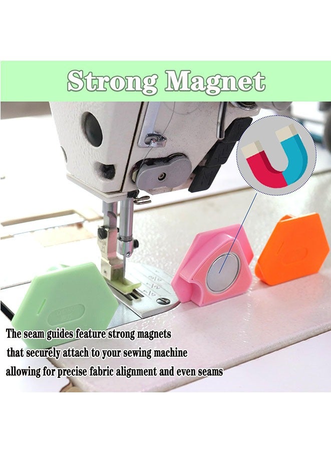 Muyixin 3PCS Magnetic Seam Guide for Sewing Machine, Multifunctional Polygonal Hemmer Guide with Scale, Universal Sewing Quilting Supplies Accessories Tools - Image 2