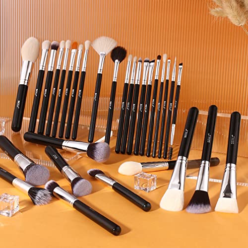BEILI 30Pcs Professional Makeup Brush Set Original Natural-Synthetic Kabuki Foundation, Face Powder, Highlighter, Contour, Eye Shadow, Eyebrow, Eyeliner, Makeup Tools Kit (Classic Black) - Image 5