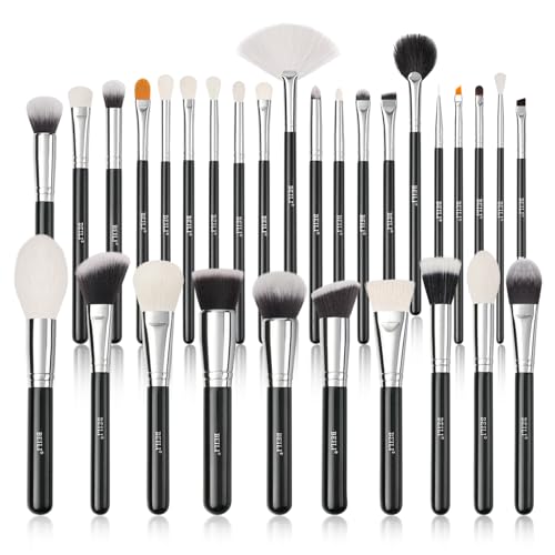 BEILI 30Pcs Professional Makeup Brush Set Original Natural-Synthetic Kabuki Foundation, Face Powder, Highlighter, Contour, Eye Shadow, Eyebrow, Eyeliner, Makeup Tools Kit (Classic Black) - Image 1