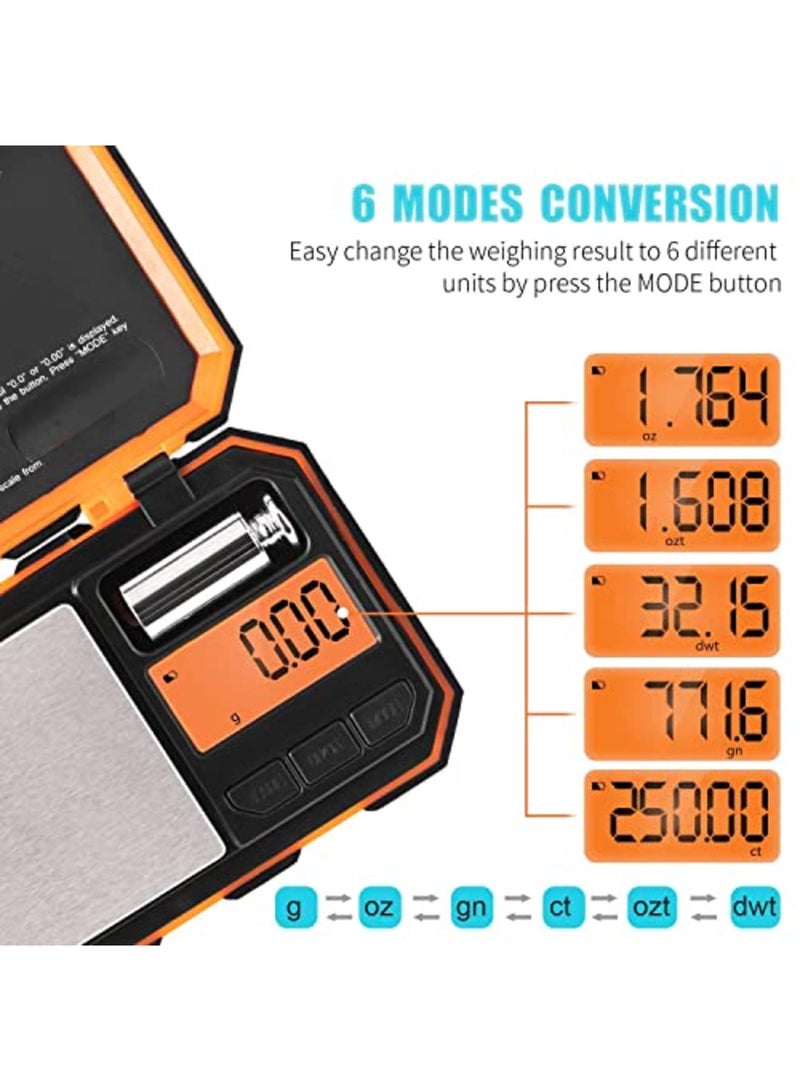 SYOSI Digital Pocket Scale, High Precision Jewelry Gram Scale 200g X 0.01g, 6 Units Conversion Portable Mini Food Scale with LCD Display, Multifunction Ounces/Grains Scale for Travel, Kitchen, Home - Image 2