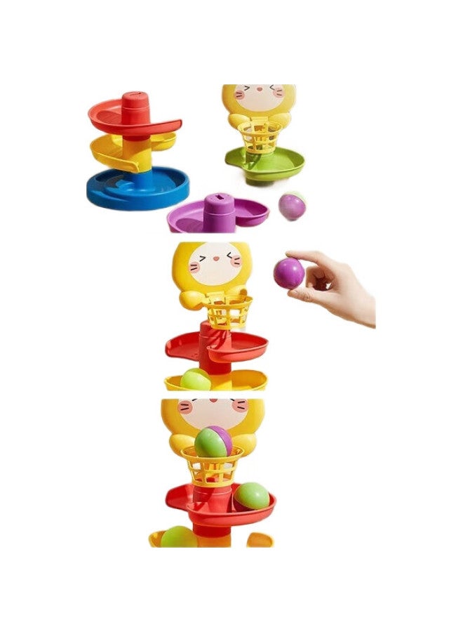 AIBEDILA Aibeidila Baby Basketball Hoop Ball Spinner Early Education Toy For 6 Months And Above Babies, 5-Layer Yellow Rabbit [Includes 4 Balls] - Image 3