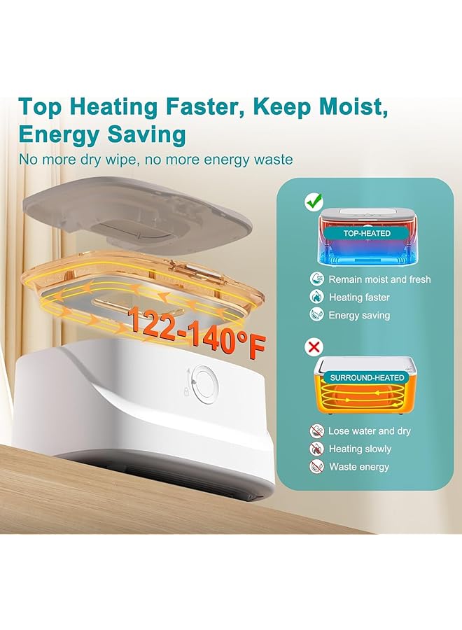 NALACAL Baby Wipe Warmer With Light Wet Wipes Dispenser Warmer With Pop Up Holder Usb Charging Portable Large Capacity Diaper Warmer Adult Nursery Baby Newborn Essential Must Haves Three Temperature - Image 4