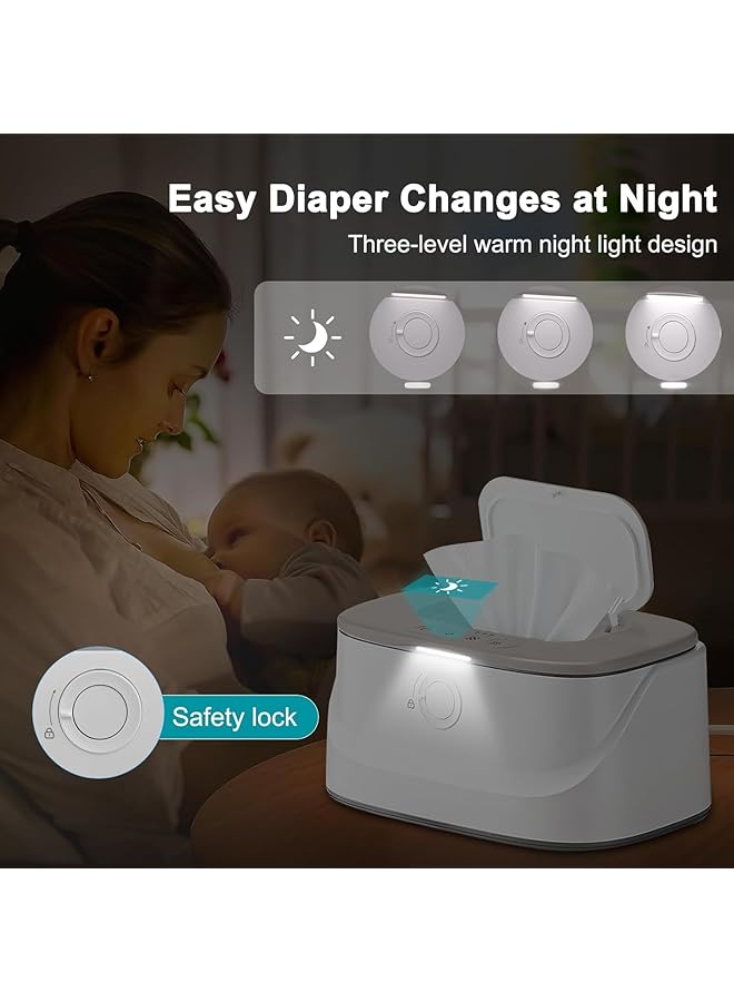 NALACAL Baby Wipe Warmer With Light Wet Wipes Dispenser Warmer With Pop Up Holder Usb Charging Portable Large Capacity Diaper Warmer Adult Nursery Baby Newborn Essential Must Haves Three Temperature - Image 2