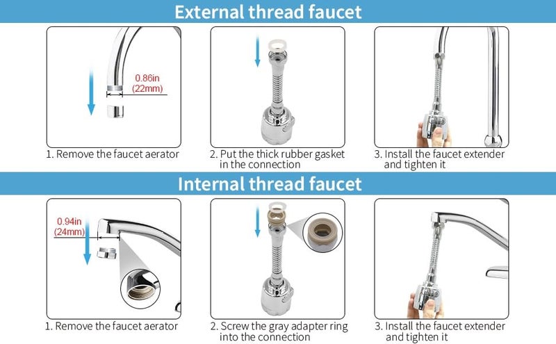 SHREE HANS CREATION 360 Degree Rotatable Sink Tap Extension Water Faucet Nozzle Adapter Head with Hose Aerator Filter Shower Extender Sprayer for Kitchen, Bathroom,(3 Mode) - Image 5