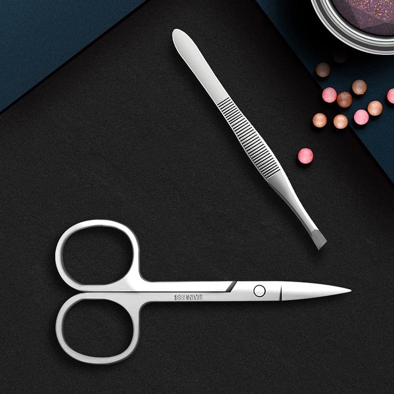Wolpin 16 Pcs Manicure Kit Set Nail Clippers Pedicure Kit Stainless Steel Manicure Kit Professional Grooming Kit Scissors Acne needle Blackhead Tool with Travel Case - Image 3