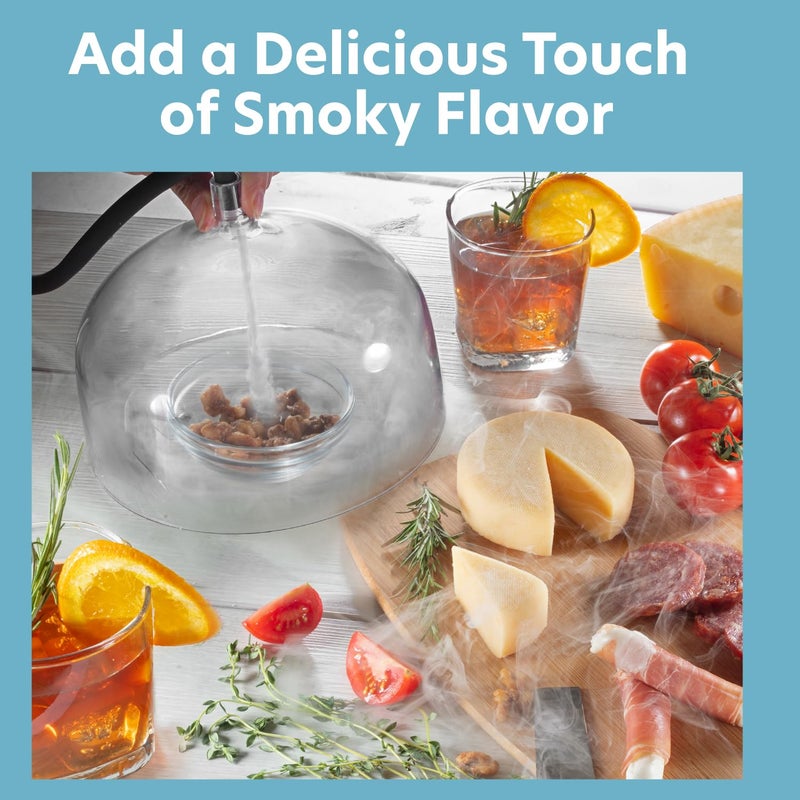 CucinaPro Handheld Smoking Gun Food Smoker with Large Dome Lid- Portable Cold Smoke Infuser for Meat Cheese Cocktails, BBQ, Nuts, Fish- Kitchen Smoke Machine Adds Flavor with Wood Chips- Gift for Him - Image 3