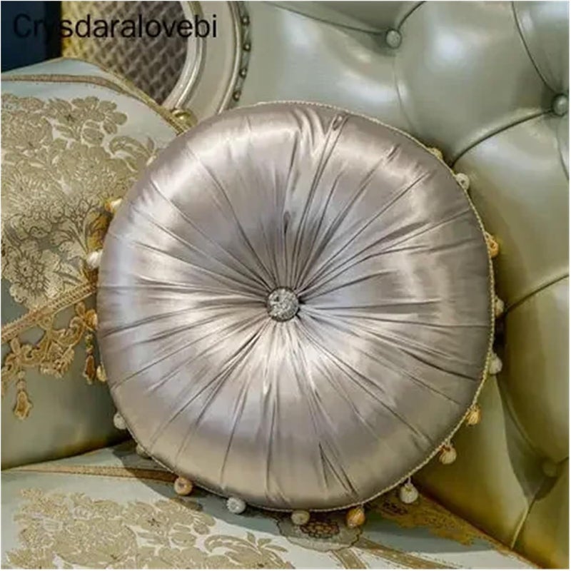 Creative Round Satin Pillows Modern Cushions Throw Pillow Sofa Chair Capa De Almofada Home Textile Funda(Color 5) - Image 4