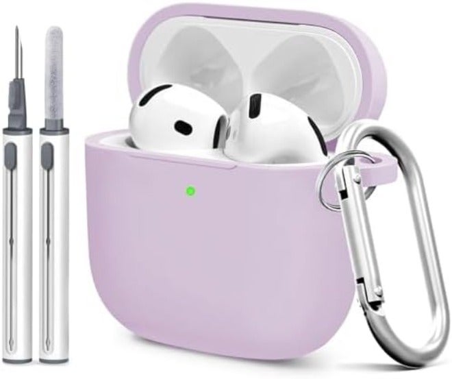 Woyinger Silicone Case Cover for AirPods 4th Gen, Soft Skin, Full Protection, Keychain, Cleaner Kit (Milk Tea) - Image 1