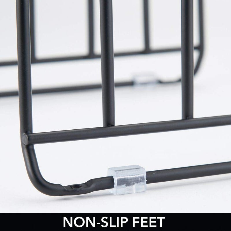 mDesign Pot Lid and Pan Rack â€” Metal Wire Rack for Cabinets, Pantries or Kitchen Surfaces â€” Freestanding Pan Stand with 5 Slots for Pans, Pots, Lids and Crockery â€” Black - Image 4