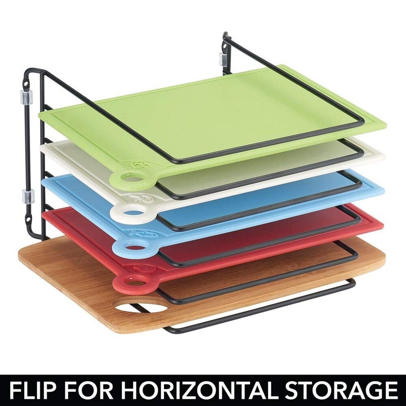 mDesign Pot Lid and Pan Rack â€” Metal Wire Rack for Cabinets, Pantries or Kitchen Surfaces â€” Freestanding Pan Stand with 5 Slots for Pans, Pots, Lids and Crockery â€” Black - Image 5