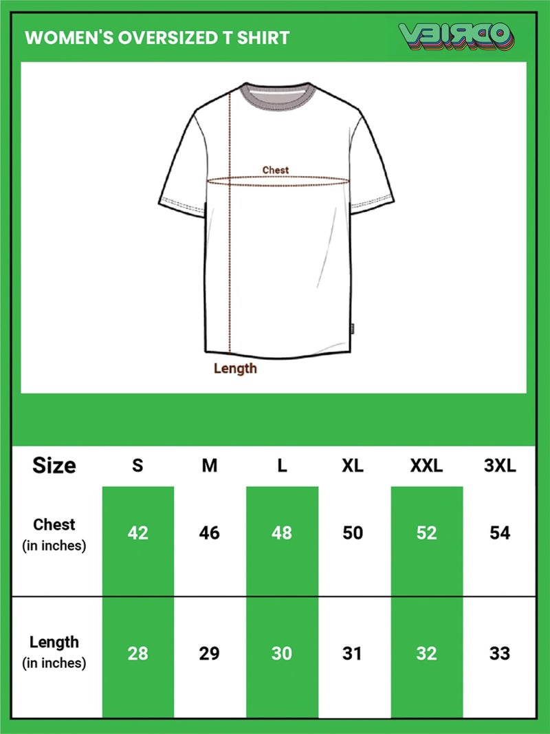 Veirdo® Pure Cotton Drop Shoulder Round Neck Oversized Baggy Fit Cool Typographic Half Sleeve T-Shirt for Women (GL_VDVMTW051023_S) - Image 5