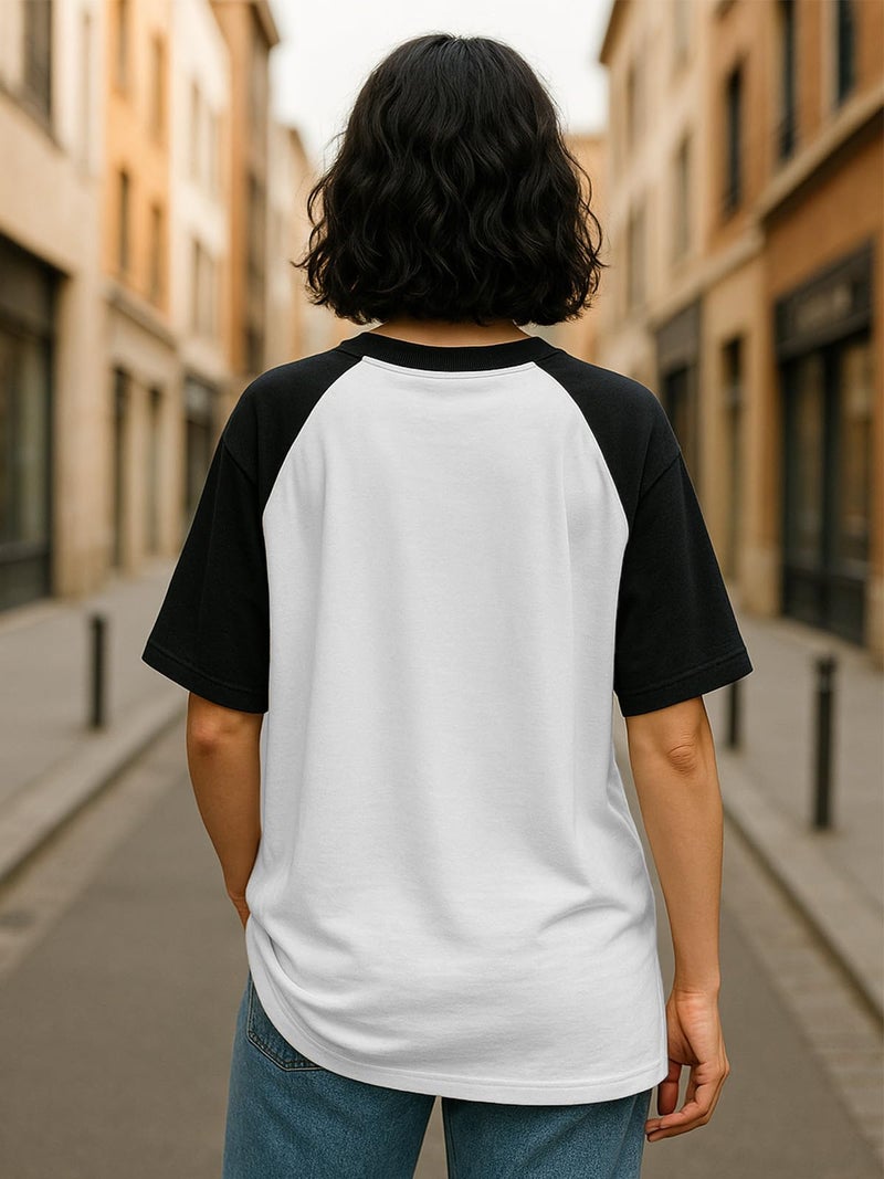 Veirdo® Pure Cotton Drop Shoulder Round Neck Oversized Baggy Fit Cool Typographic Half Sleeve T-Shirt for Women (GL_VDVMTW051023_S) - Image 3