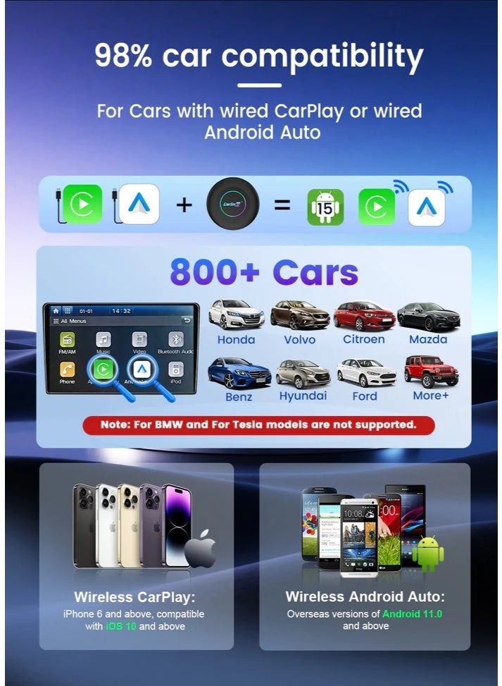 Carlinkit TBox Ultra AI Box | Android 15 Smart Car Adapter | Wireless CarPlay & Android Auto | 8GB RAM 128GB ROM | Qualcomm 8-Core | 3-in-1 In-Car Entertainment System 2026 Model - Image 2
