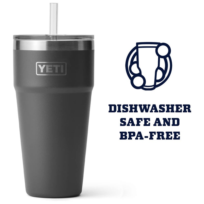 YETI Rambler 26 oz Straw Cup, Vacuum Insulated, Stainless Steel with Straw Lid, Charcoal - Image 3