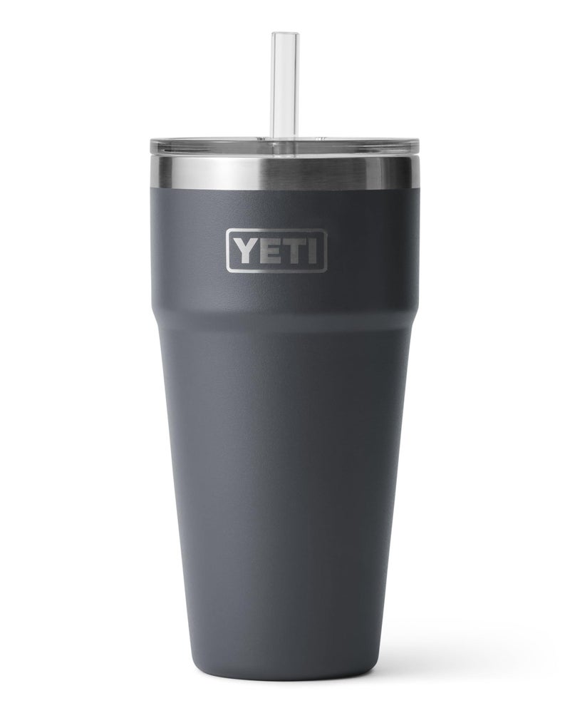 YETI Rambler 26 oz Straw Cup, Vacuum Insulated, Stainless Steel with Straw Lid, Charcoal - Image 1