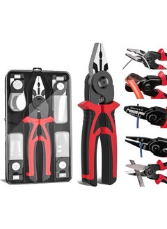 KYTRONIC 5in1 Electricians MultiTool Pliers Tool Kit with Replaceable Heads Wire Stripper Metal sheet Shear Scissors Cable Cutting and Crimping Linesman Pliers Power hand tools with Storage Case  - Image 1