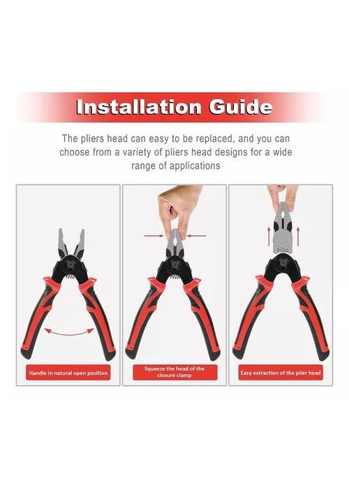 KYTRONIC - 5in1 Electricians MultiTool Pliers Tool Kit with Replaceable Heads Wire Stripper Metal sheet Shear Scissors Cable Cutting and Crimping Linesman Pliers Power hand tools with Storage Case - Image 1