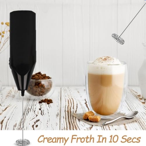 SIMPLETASTE Handheld Coffee Beater Electric Milk Or Coffee Frother For Mocktails, Strirrer, Bulletproof Coffee, Coffee Foamer, Cappuccino, Lemonade, Protein Powder, Matcha (Coal Black) - Image 5