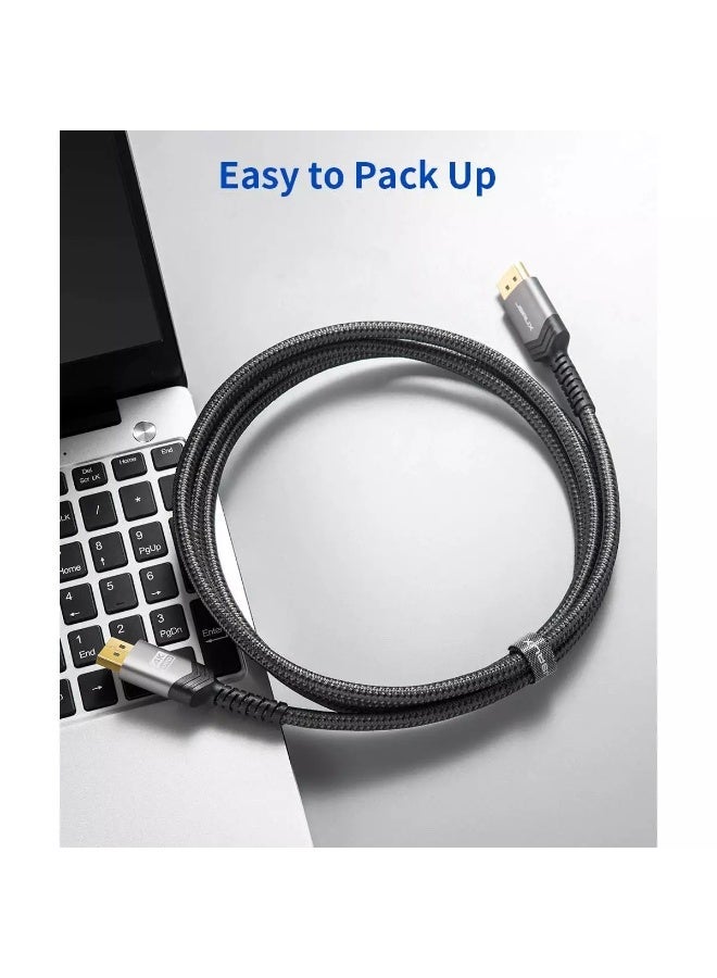 جيسوس كابل DisplayPort إلى DisplayPort بدقة 4K - 4K@60Hz، 2K@165Hz، كابل DP مضفر من النايلون لشاشات الألعاب وأجهزة الكمبيوتر وأجهزة الكمبيوتر المحمولة وأجهزة التلفزيون عالية الدقة (4.5 متر) - Image 2