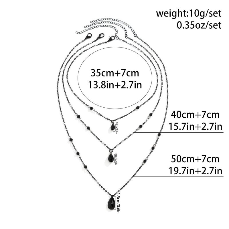 Cicod Gothic Y Necklace,Goth Black Red Crystal Bead Teardrop Necklace,Punk Y Necklace,Halloween Christmas New Year Jewelry Vampire Accessories for Women (Black 3) - Image 4