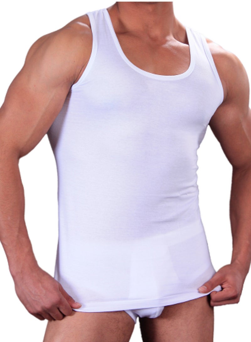 ROYAL  TEX Royal Tex Pack of 3 Men's White 100% Cotton Sleeveless Tank Top Undershirt - Image 2