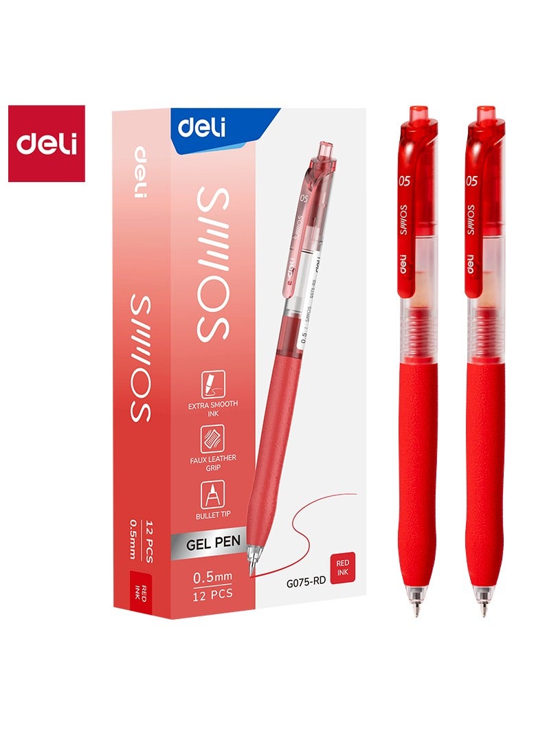 ديليEG075-RD قلم جيل 0.5 ملم حبر أحمر، 12 قطعة – مثالي للكتابة السلسة والاستخدام المدرسي - Image 2