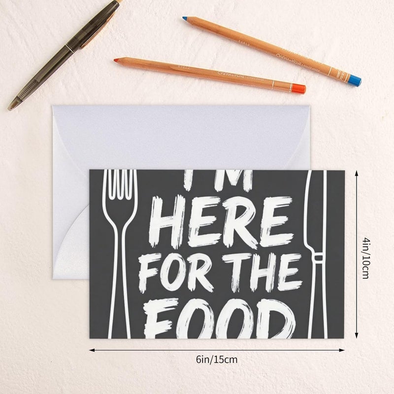 Here For Food Pearl Paper Greeting Card-Foldable Blank Card With Envelope, Shiny Sparkle Thank You Card For Birthday Wedding Christmas - Image 4