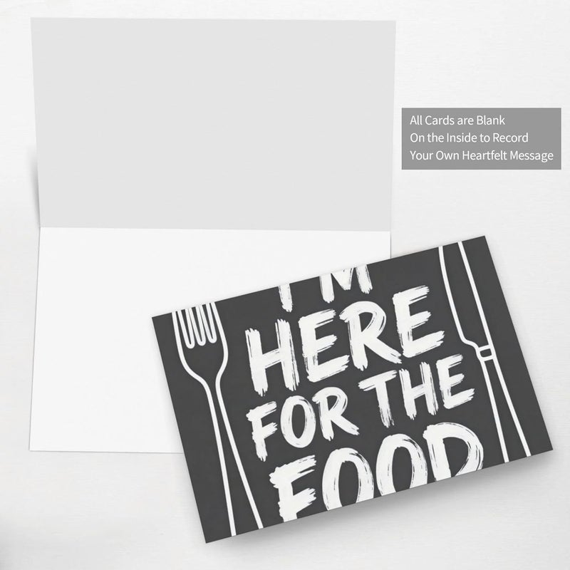 Here For Food Pearl Paper Greeting Card-Foldable Blank Card With Envelope, Shiny Sparkle Thank You Card For Birthday Wedding Christmas - Image 3