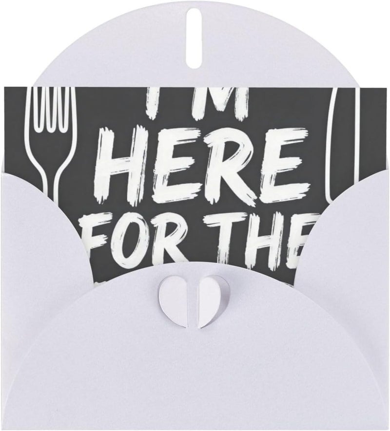 Here For Food Pearl Paper Greeting Card-Foldable Blank Card With Envelope, Shiny Sparkle Thank You Card For Birthday Wedding Christmas - Image 1