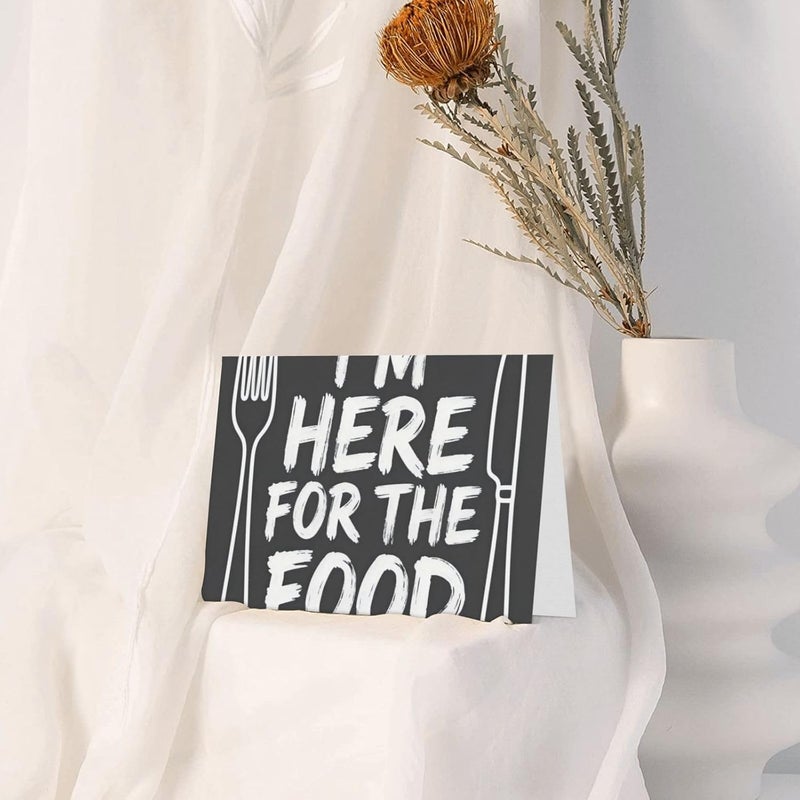 Here For Food Pearl Paper Greeting Card-Foldable Blank Card With Envelope, Shiny Sparkle Thank You Card For Birthday Wedding Christmas - Image 5