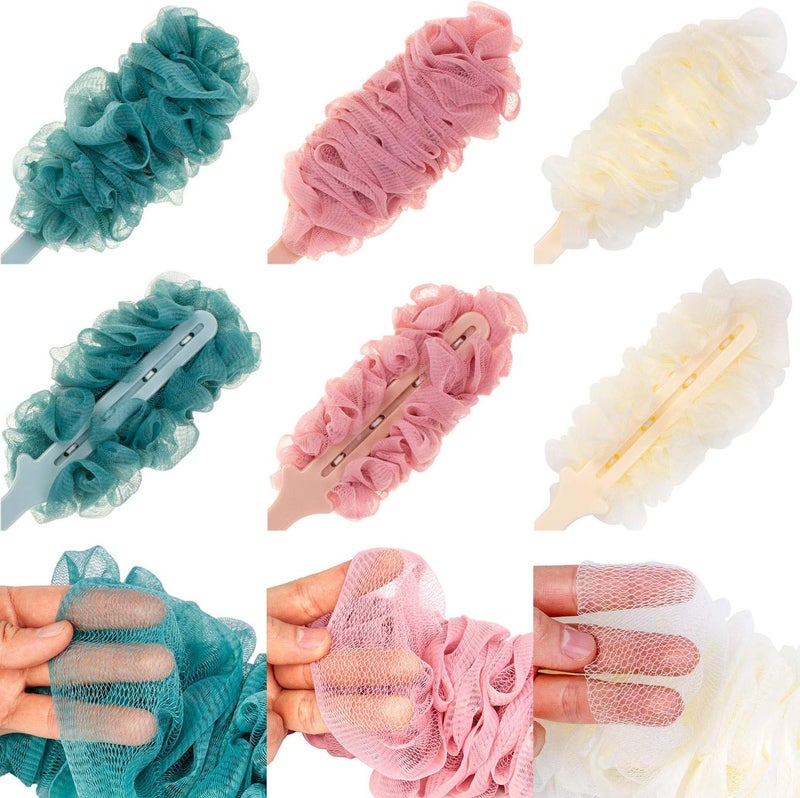 Arswin Back Scrubber for Shower,Loofah Long Handle Bath Body Brush,Soft Nylon Mesh Sponge for Shower,Loofah On a Stick for Men Women,Exfoliating Scrub Cleaning Luffa for Elderl(3Pack-Mix) - Image 2
