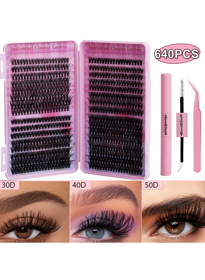 Bond 640 Clusters of Dense Feathered Segmented False Eyelashes, 9-16mm Single Cluster Lashes, Perfect for Creating Natural and Enchanting Eyes, Suitable for Daily Makeup and Special Occasions. - Image 1
