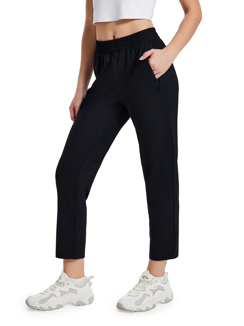 Yogipace Petite Womens UPF 50 Quick Dry Ankle Pants with Zip Pockets Stretch Outdoor Travel Hiking Golf Pants24BlackSize M - Image 2