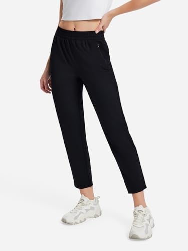 Yogipace Petite Womens UPF 50 Quick Dry Ankle Pants with Zip Pockets Stretch Outdoor Travel Hiking Golf Pants24BlackSize M - Image 3
