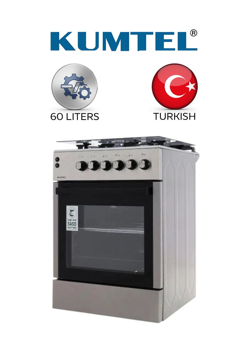 كومتيل فرن غاز -  ٥٧*٥٧ - امان کامل - استانلیس استیل  - سعة 60 لتر - شبك خفیف - LF66GG-40 - Image 1