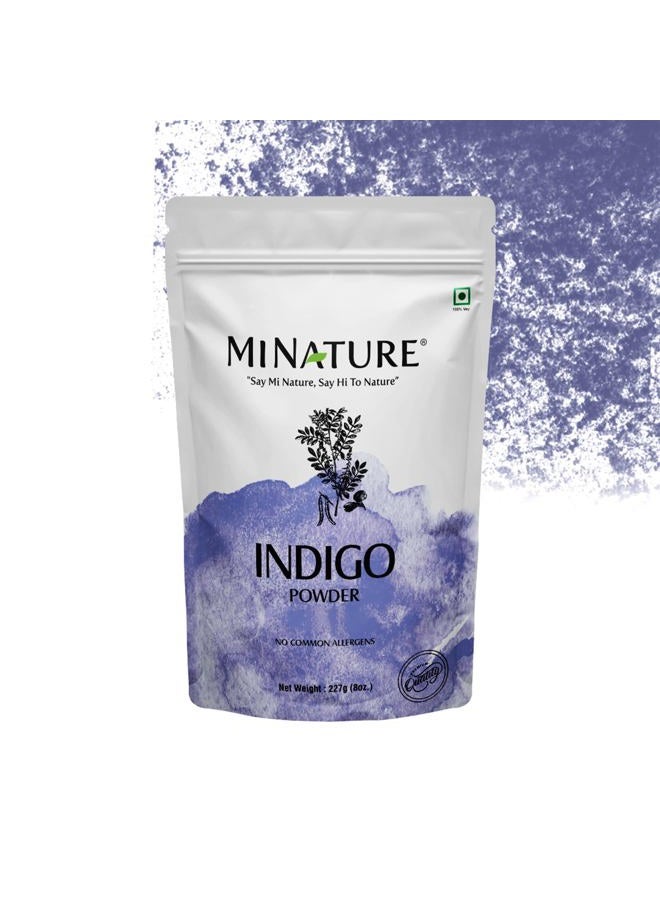 mi nature Indigo Powder 100% Pure Natural Organically Grown Indigo Powder- For HAIR (227g / (1/2 lb) / 8 ounces) - Image 1