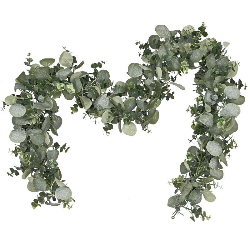 Dolicer 2 Packs 6FT Artificial Eucalyptus Garland Faux Greenery Garland Hanging Fake Silver Dollar Eucalyptus Leaves Vines for Wedding Backdrop Arch Table Wall Party Home Decor