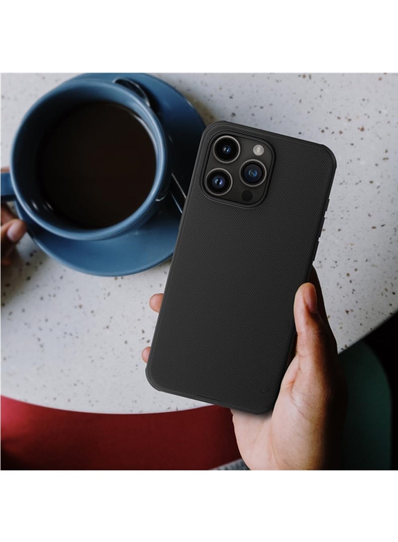 Aookay Case for iPhone 16 Pro Max, Tpu Frame + Pc Back Shell Anti-Fingerprint Anti-Fall Anti-Shock Slim Frosted Phone Cover (Black) - Image 2