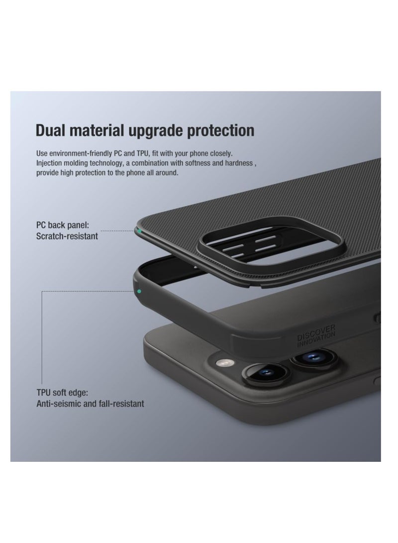 Aookay Case for iPhone 16 Pro Max, Tpu Frame + Pc Back Shell Anti-Fingerprint Anti-Fall Anti-Shock Slim Frosted Phone Cover (Black) - Image 3