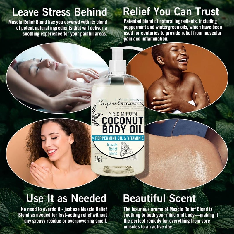 Kapuluan Massage Body Oil  Muscle Relief Blend with Arnica Peppermint  Rosemary  for Muscles Joints Full Body Massage 8oz - Image 4
