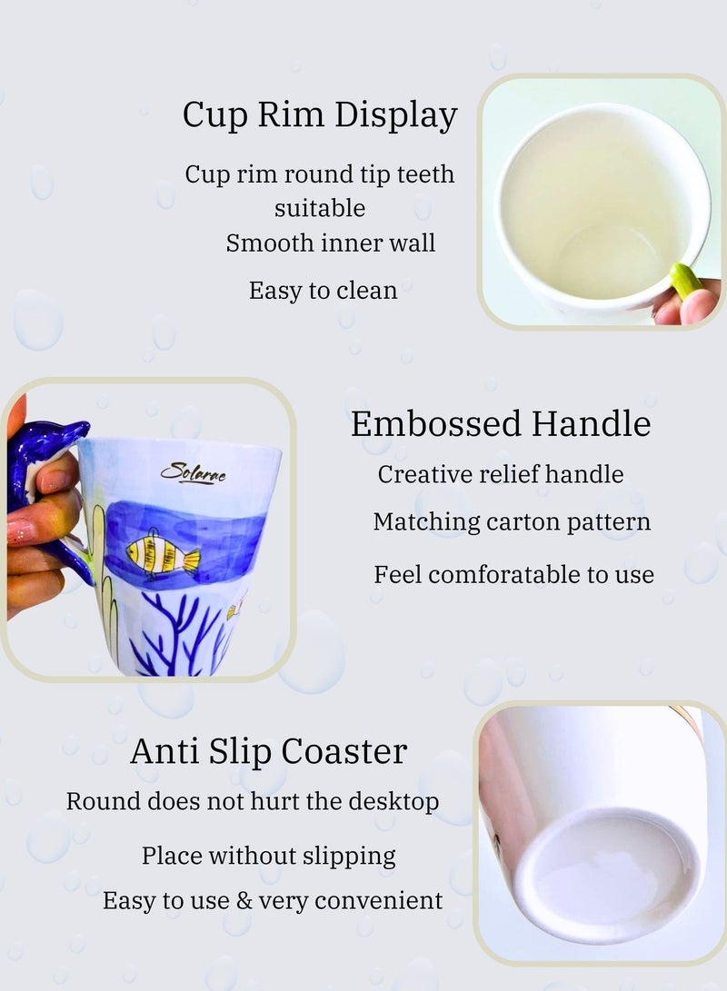 سولاري كوب دولفين ثلاثي الأبعاد – كوب سيراميك بطابع المحيط بمقبض دولفين منحوت - Image 4