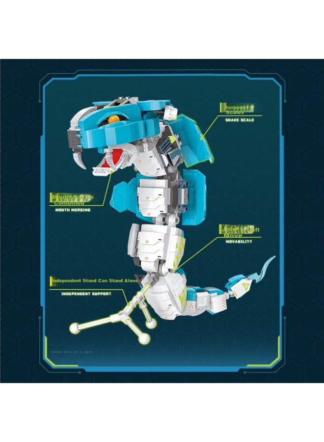 Top Toy China Building Blocks Mechanical Creation Series - Blue Spirit Snake Collectible Building Blocks Assembly Children's Toy Boys Gift - Image 2